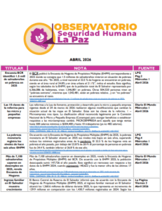 Lee más sobre el artículo Observatorio Monitoreo – Abril – 2026